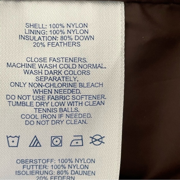 Land's End Brown Puffer Down Winter Jacket Coat Size Medium - Picture 10 of 13